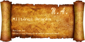 Miltényi Aranka névjegykártya